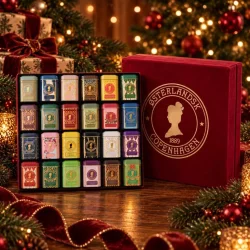 Julegaveeske / adventskalender � 24 teer i bokser, r�d
